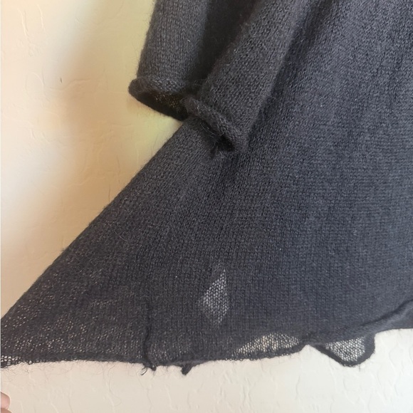 Free People Sheer Black Fair Isle Flutter Sleeve Off the Shoulder Sweater Top XS - Picture 11 of 12